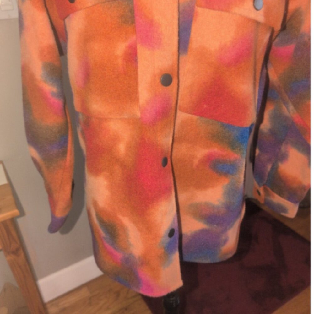 Wild Fable Oversized Colorful Tie-Dye Button Down Shacket Sz XS - Picture 3 of 8